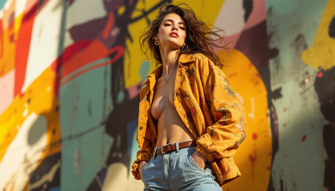 A photograph of a model in a dynamic pose